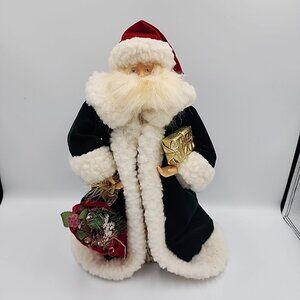 Santa Claus Christmas Tree Topper Tree, Presents Green Robe 14” Tall Vintage